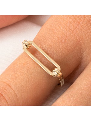 Fasek Gold Gümüş Yüzük - Taşsız Modern Tasarım 925 Ayar Gümüş Yüzük