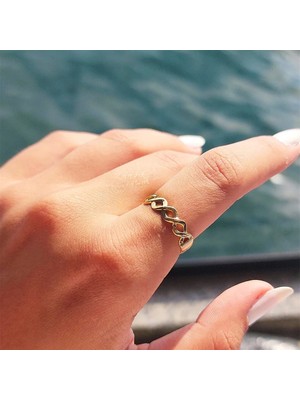 Fasek Gold Gümüş Yüzük - Örgü Gümüş Yüzük