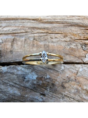 Fasek Gold Gümüş Yüzük - Mila 0.30CT Swarovski Tektaş Minimal Tasarım Gümüş Yüzük- Hediyelik Tektaş Gümüş Yüzük