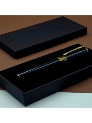 Uravas Store Gold Işlemeli Siyah Metal Roller Kalem