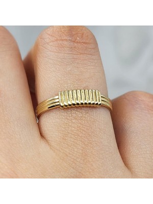 Fasek Gold Gümüş Yüzük - Halat Sarması Eşsiz Tasarım 925 Ayar Gümüş Yüzük