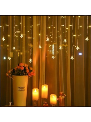 Uravas Store Yıldız 4m 96 LED 19 Saçak 40-50-60CM Gün Işığı Yıldız Boyutu:7cm