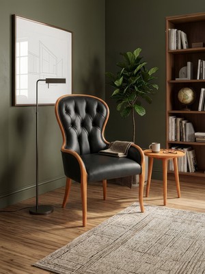Gazzini Furniture Octopus Kapitone Döşemeli Ahşap Klasik Berjer