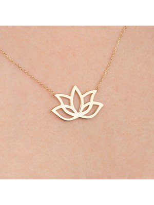 Fasek Gold Gümüş Kolye - Lotus 925 Ayar Gümüş Kolye
