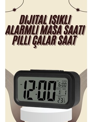 Uravas Store Dijital Masa Saati Termometreli Takvim Çalar Saat LED Ekran Pilli