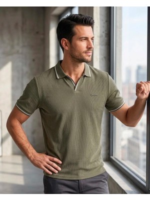 Gewer Erkek Fitilli Örme Polo Yaka T-Shirt NS-1633