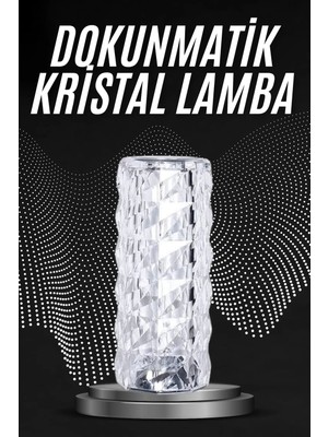 Armüz Kristal Lamba Masa Lambası Şarjlı Masa Lambası Dokunmatik Sensör USB Şarjlı