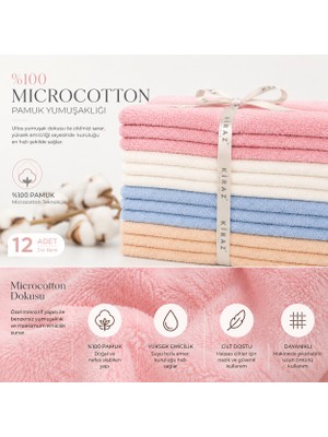 Kiraz Havlu Bornoz 12’li Renkli Microcotton Mutfak Havlusu Seti 30X50 cm – Emici & Yumuşak Doku