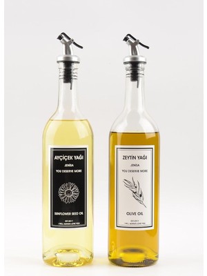 Hsc Bilişim 2'li 750 ml Akıtmaz Şeffaf Zeytinyağı Sıvıyağ Şişesi Cam Yağdanlık Akıtıcılı Yağlık 750ML