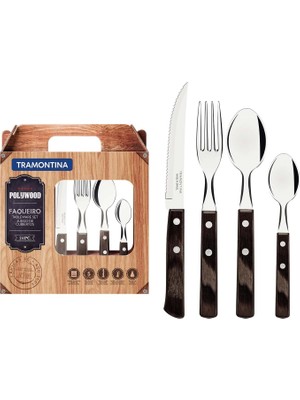 Hsc Bilişim Tramontina Churrasco 21199/905 Çatal, Kaşık, Biftek-Steak Bıçağı Seti (24 Lü Kutu)​
