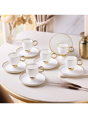 Hsc Bilişim Aryıldız Margaux Gold 12 Parça 6 Kişilik Türk Kahve Fincan Takımı