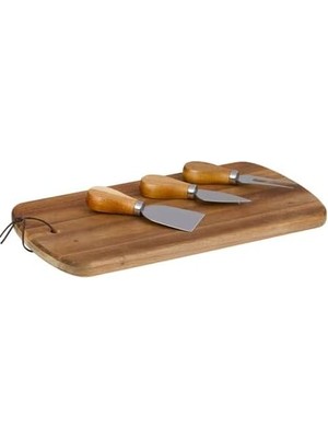 Hsc Bilişim Alpina ALP112 Peynir Tahtası ve Bıçak Seti 4 Parça 32X17,5 cm