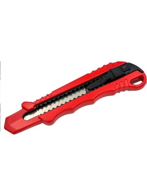 Teknik Durak Metal Gövdeli Geniş Maket Bıçağı Kırmızı 18MM Otomatik Kilitli