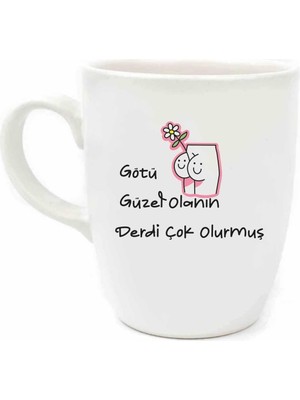 Hsc Bilişim Götü Güzel Olanın Derdi Çok Olurmuş Krem Oval Kupa - Hediyelik Kupa Fincan Mug