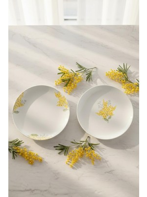 Hsc Bilişim Mimosa Seramik 4'lü Pasta Tabağı Seti 19 cm