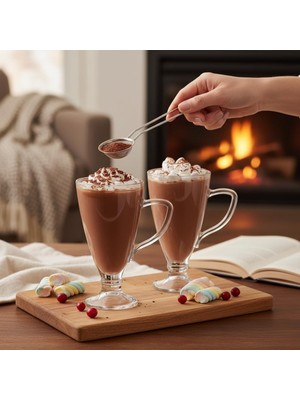 Hsc Bilişim 2 Adet Cam Latte Bardağı Kulplu Cam Kahve Bardağı 300 ml