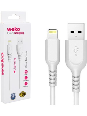 Teknik Durak Hızlı Şarj ve Data Transfer Kablosu usb To Lightning weko WK-22019 USB To Lightning 1 Metre (Beyaz)