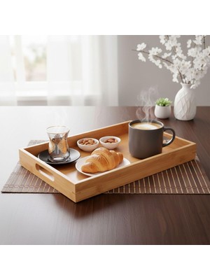Hsc Bilişim Deconox Bambu Dikdörtgen Sunum Tepsi, Bambu Sofra Tepsisi, Çay Tesisi (35CMX25CMX6CM)