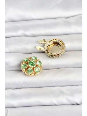 Uravas Store Yeşil Zirkon Taşlı Düğme Veya Manşet Broşu TJ-BR484