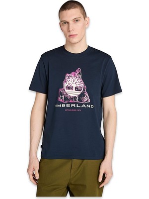 Timberland TB0A5MKA Front Seasonal Tree Logo Graphic Tee Lacivert Erkek T-Shirt