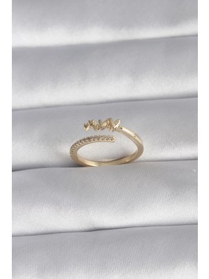 Uravas Store Pirinç Gold Renk Zirkon Taş Detay Kalp Model Kadın Yüzük - TJ-BYK3015