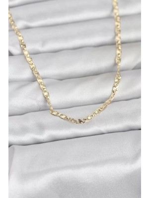 Uravas Store cm 14K Gold Renk Lazer Zincirli Model 60 cm Kadın Kolye - TJ-BKO10976