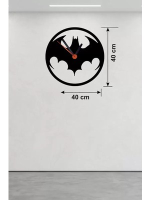 Uravas Store Batman Yarasa Logolu Ahşap Duvar Saati - 40X40 cm Dekoratif Dc Temalı