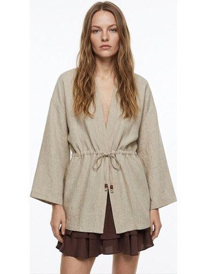 Quzu 26YCKT02066 Kadın Büzgü Detaylı Kimono