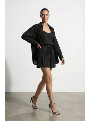 Quzu 26YGML01496 Kadın Uzun Kollu Oversize Gömlek