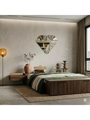 Uravas Store 40X40 cm Elmas Formlu Kırılmaz Pleksi Ayna - Geometrik Duvar Dekoru
