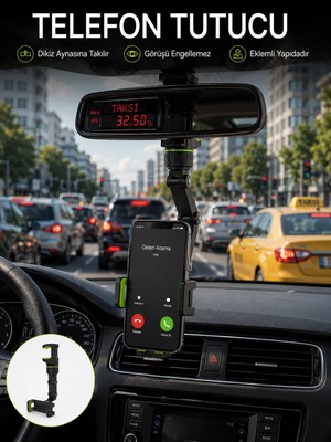 Uravas Store Ayarlanabilir Dikiz Aynası Telefon Tutucu Görüş Açısını Engellemeyen Araç Aparatı