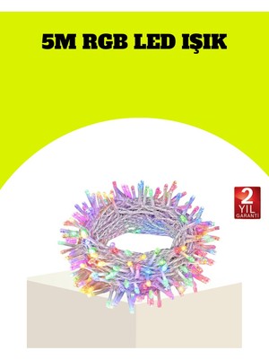 Uravas Store Enerji Tasarruflu Şeffaf Kablo 5 M 50 LED Dekor Işık