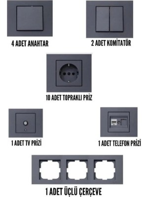 Grano Füme Anahtar & Priz Set
