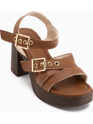 Limoya Laina Taba Platform Topuklu Kadın Ayakkabı