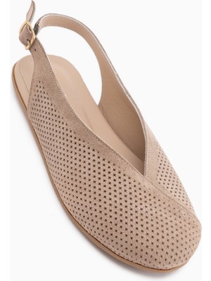 Limoya Avin Hakiki Deri Vizon Süet Kadın Slingback Babet