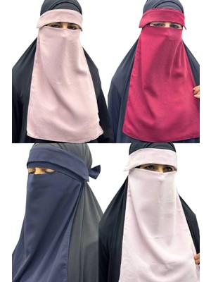 ALDAIYR 4 Adet Tesettür Medine Ipeği Gözlü Peçe Nikab