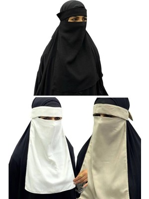 ALDAIYR 3 Adet Tesettür Medine Ipeği Gözlü Peçe Nikab