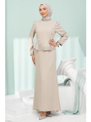 İmaj Butik Taş Taş Detaylı Peplum Tasarım Abiye