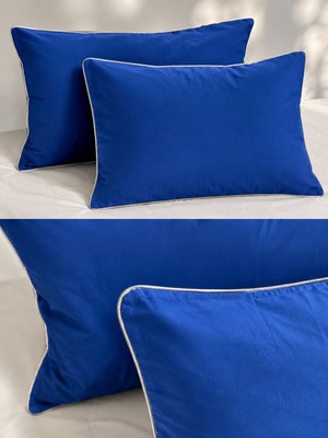Calina Home Saks Mavisi Biyeli Yastık Kılıfı (2ADET)