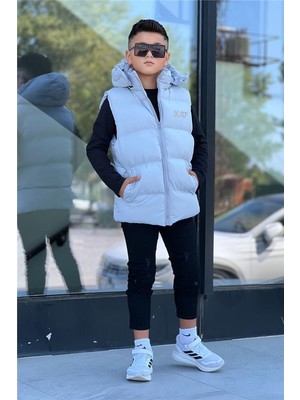 Pina Kids Erkek Çocuk Baskılı Çıkarılabilir Kapüşonlu  Şişme Yelek 3017