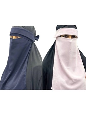 ALDAIYR 2 Adet Tesettür Medine Ipeği Gözlü Peçe Nikab