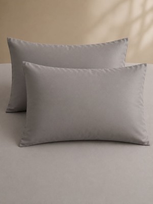Calina Home Gri Pamuk-Saten Yastik Kilifi (2ADET)