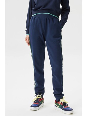 Lacoste Women's Joggers Slim Fit Renk Bloklu Organik Pamuk Kadın Eşofman Altı Lacivert