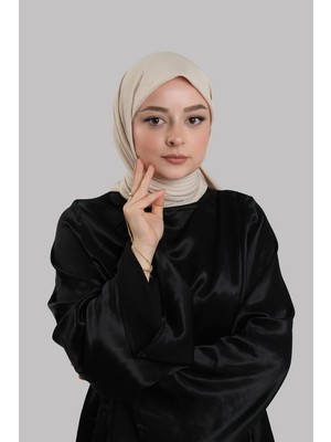 Giverny Bej Düz Klasik Eşarp Italyan Dikişli Pamuk Caz Sade 202210_12
