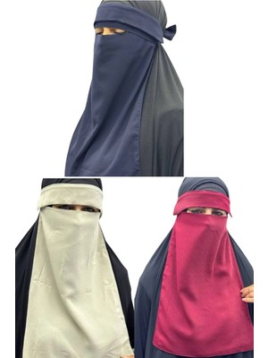 ALDAIYR 3 Adet Tesettür Medine Ipeği Gözlü Peçe Nikab