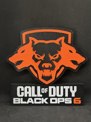 Goka 3D Craft Call Of Duty: Black Ops 6 (Cerberus) Logolu 3D Duvar Dekoru - Siyah Beyaz - 18 cm Slim Versiyon (Çift Taraflı Bantlı)