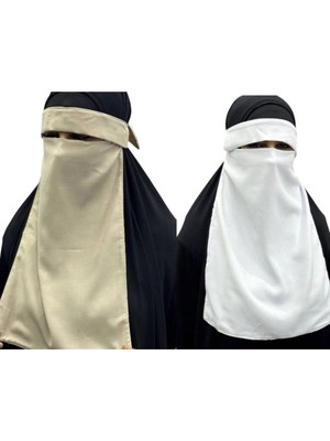 ALDAIYR 2 Adet Tesettür Medine Ipeği Gözlü Peçe Nikab