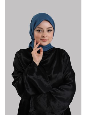 Giverny Indigo Mavi Düz Klasik Eşarp Italyan Dikişli Pamuk Caz Sade 202210_34