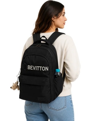 Bevitton Özel Su Itici Kumaş  Siyah Okul Sırt Çantası 34200