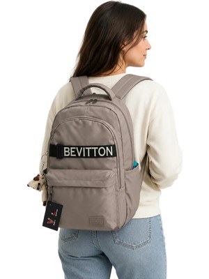 Bevitton Özle Su Itici Kumaş  Vizon Okul Sırt Çantası 34200